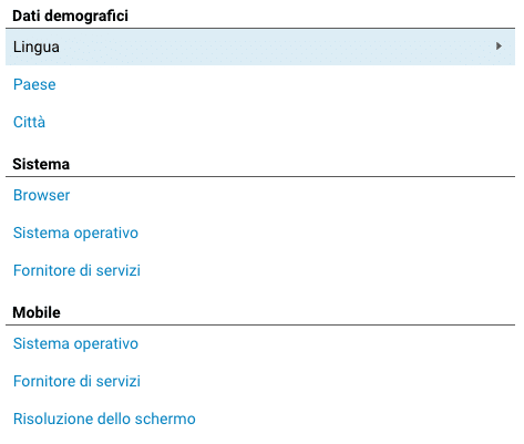 Dimensioni e metriche