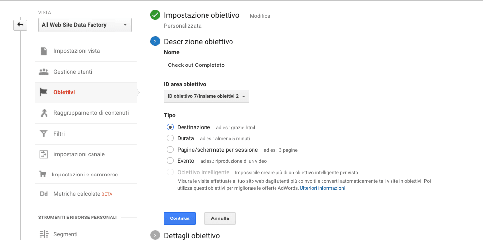 Obiettivo Checkout completato