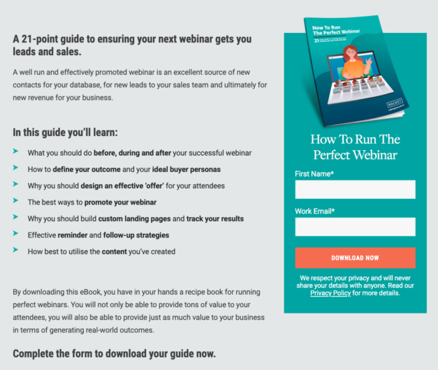 Esempio di Lead Magnet Rocket Agency