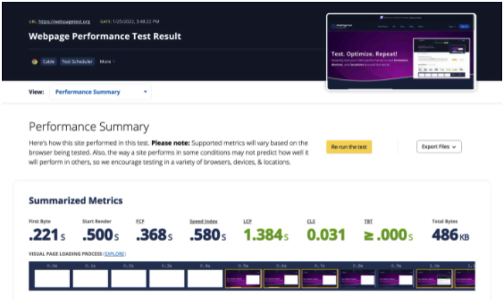Web Performance Optimization WebPageTest