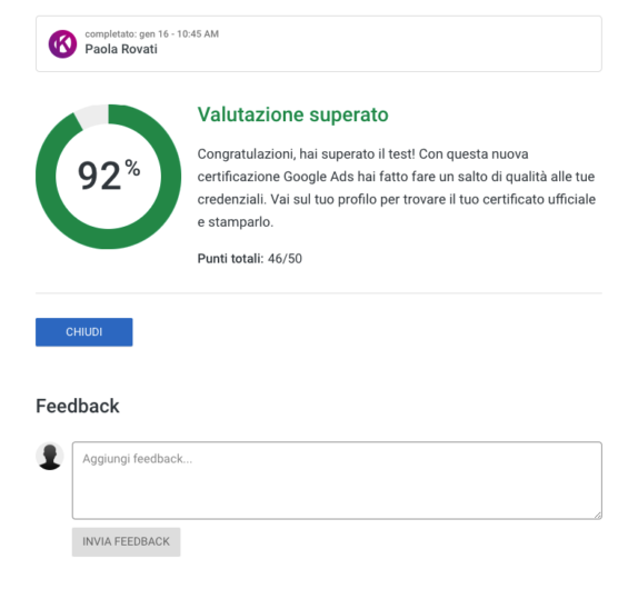 Superamento test Campagne Search